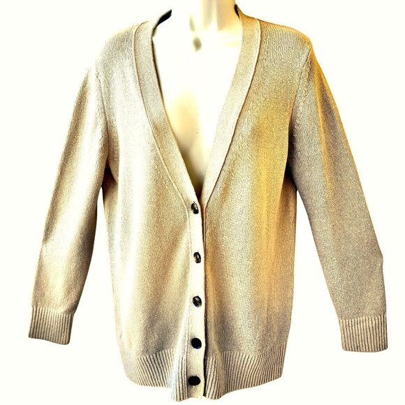 Banana Republic Sweater V-Neck Button Down Cardigan Cotton + Hemp  Medium - Picture 2 of 15